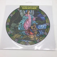 Guardian Angel Catholic Stained Glass Sticker Suncatcher - Unique Catholic Gifts