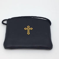 Black Leather Pyx Burse with string. (Medium) (4" x 3 1/4") - Unique Catholic Gifts