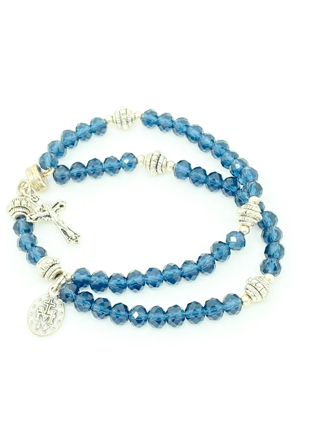 Midnight Blue Crystal Wrist Rosary - Unique Catholic Gifts
