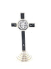 St. Benedict Auto Crucifix Black and Silver 3 1/2" - Unique Catholic Gifts