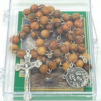 Holy Family Olivewood Rosary with Relic from the Holy Land 8MM - Unique Catholic Gifts