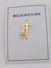 Cross with Music Note Clef Pin (Gold Plated) - Unique Catholic Gifts