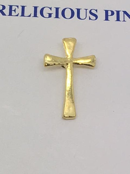 Plain Cross Pin (gold plated) - Unique Catholic Gifts