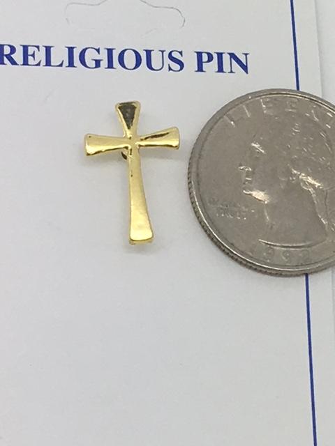 Plain Cross Pin (gold plated) - Unique Catholic Gifts