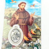 St. Francis of Assisi Holy Card with Medal - Unique Catholic Gifts