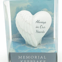 Winged Heart Memorial Keepsake "Always on Our Hearts" - Unique Catholic Gifts