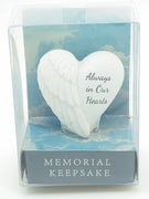 Winged Heart Memorial Keepsake "Always on Our Hearts" - Unique Catholic Gifts
