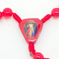 Red Divine Mercy Wood Rosary - Unique Catholic Gifts