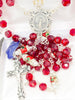 Red Genuine Crystal and Cloisonné Rondelle Rosary - Unique Catholic Gifts