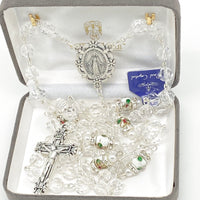 Clear Genuine Crystal and Cloisonné Rondelle Rosary - Unique Catholic Gifts
