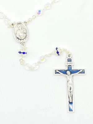 Blue Czech Crystal Rosary 5 mm - Unique Catholic Gifts