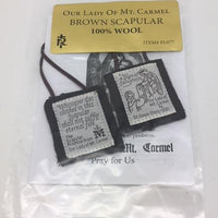 Brown Scapular Wool with Pamphlet. - Unique Catholic Gifts