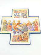 The Last Supper Italian Icon Cross Plaque  6 x  6" - Unique Catholic Gifts