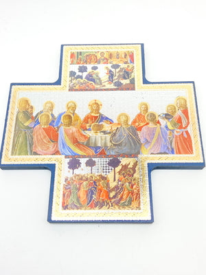 The Last Supper Italian Icon Cross Plaque  6 x  6