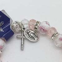 Real Crystal Floral Rosary Bracelet - Unique Catholic Gifts