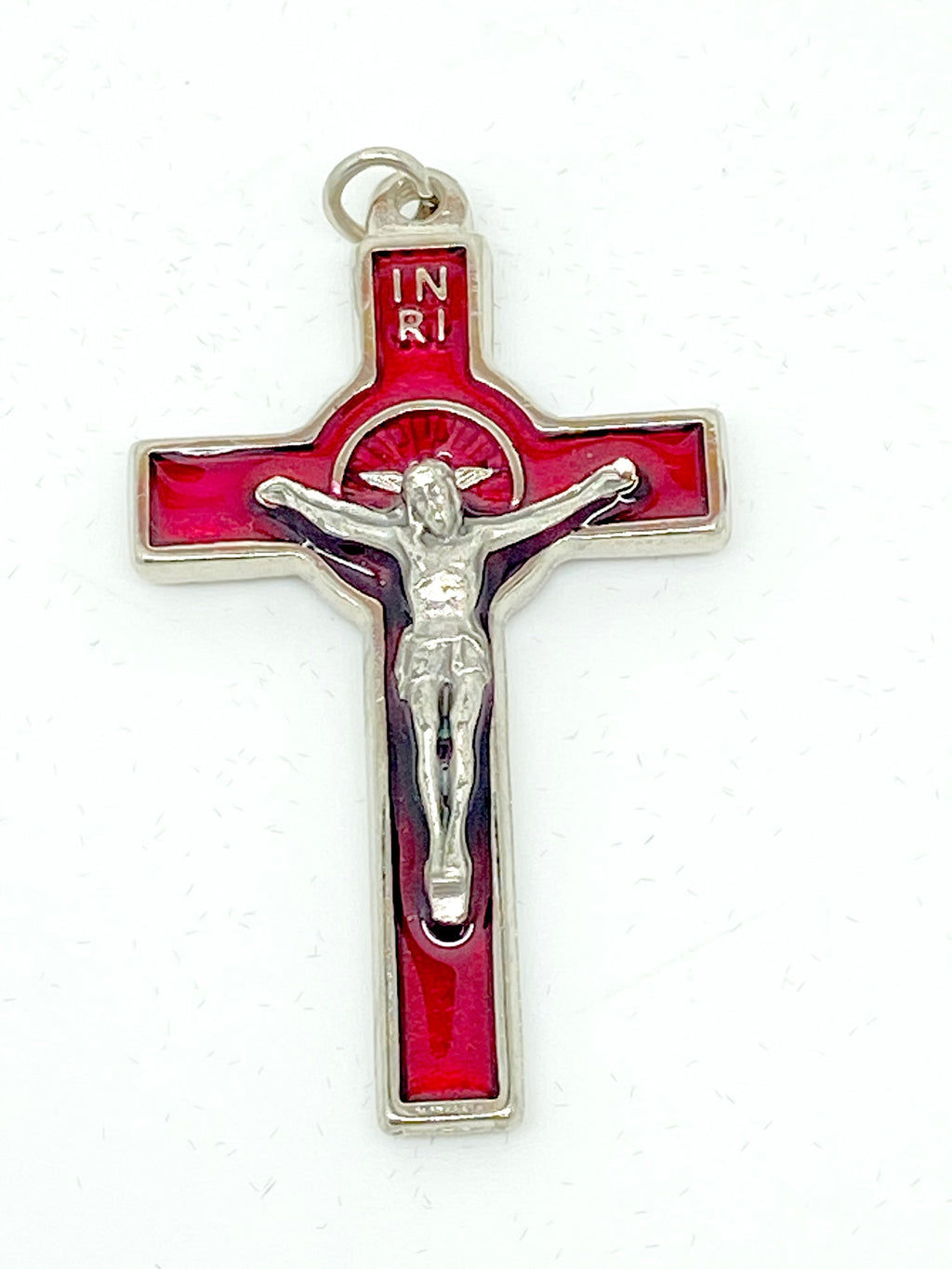 Red Enamel Holy Spirit Crucifix 2" - Unique Catholic Gifts