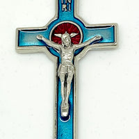 Blue Enamel Holy Spirit Crucifix 2" - Unique Catholic Gifts