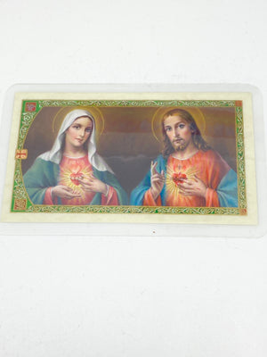 The Sacred Hearts Laminated Holy Card (Plastic Covered) - Unique Catholic Gifts