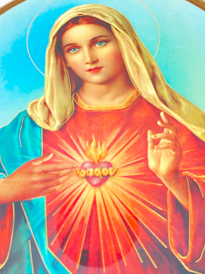 Immaculate Heart of Mary Oval Wood Plaque 10" - Unique Catholic Gifts