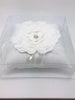 Ring Pillow with Beautiful White Flower Center (Ivory) 7"x 7" - Unique Catholic Gifts