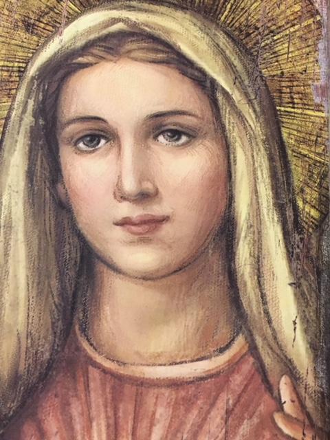 Immaculate Heart of Mary Wood Wall Panel 15" - Unique Catholic Gifts