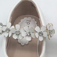 Beautiful Leatherette Shoes with Flowers Across the Strap Size 4 - Unique Catholic Gifts