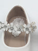 Beautiful Leatherette Shoes with Flowers Across the Strap Size 5 - Unique Catholic Gifts