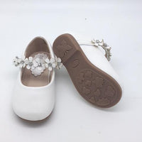 Beautiful Leatherette Shoes with Flowers Across the Strap Size 5 - Unique Catholic Gifts