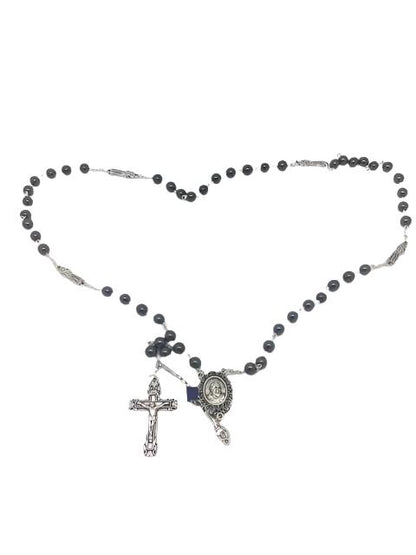 Padre Pio Hematite Rosary (7MM) - Unique Catholic Gifts