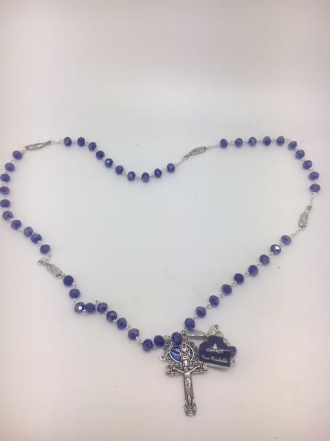 Real Blue Crystal Our Lady of Fatima Rosary (7MM) - Unique Catholic Gifts