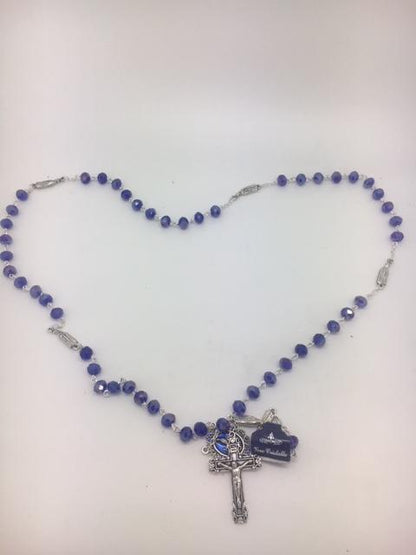 Real Blue Crystal Our Lady of Fatima Rosary (7MM) - Unique Catholic Gifts