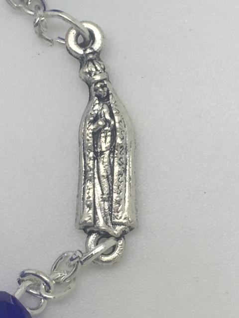 Real Blue Crystal Our Lady of Fatima Rosary (7MM) - Unique Catholic Gifts
