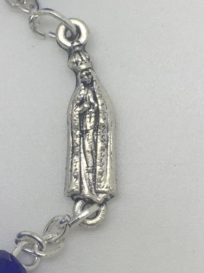 Real Blue Crystal Our Lady of Fatima Rosary (7MM) - Unique Catholic Gifts