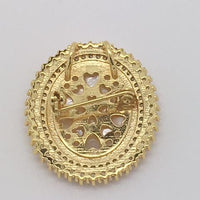 Lady of Grace Pendent and Broach Combo 1" (Gold) - Unique Catholic Gifts