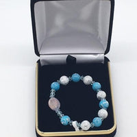 Children's Rosary Bracelet Blue with Flower Accents - Unique Catholic Gifts