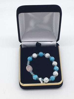 Children's Rosary Bracelet Blue with Flower Accents - Unique Catholic Gifts