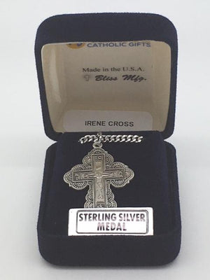 Sterling Silver Irene Cross Pendant  Size: (1 1/4 x 7/8