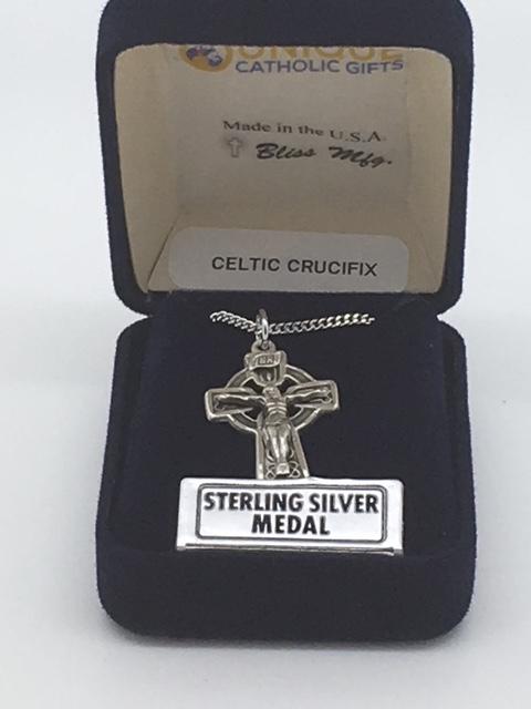 Sterling Silver Celtic Crucifix (1 x 5/8") - Unique Catholic Gifts