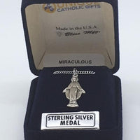 Sterling Silver Miraculous Medal Pendant 7/8" with chain - Unique Catholic Gifts