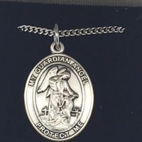 Sterling Silver Guardian Angel Medal 3/4" - Unique Catholic Gifts