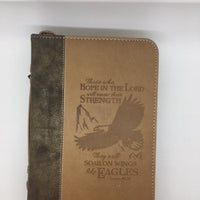 "Soar on Wings like Eagles" Bible Cover, Brown Isaiah 40:31 (Large) - Unique Catholic Gifts