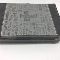 "Names of Our Lord" Bible Cover, Black and Gray. (Large) - Unique Catholic Gifts
