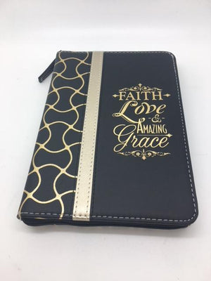"Faith,Love & Amazing Grace" Zippered Journal with Scripture Passage Pages Teal-Green (Psalms 94:19) - Unique Catholic Gifts