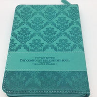"Delightful" Zippered Journal with Scripture Passage Pages Teal-Green (Psalms 94:19) - Unique Catholic Gifts