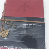 Red  Gift Journal with Cross Bookmark - John 3:16 (7.5" x 5.25",) - Unique Catholic Gifts