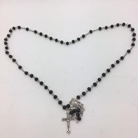 Black Wood Rosary with Silver (6mm) - Unique Catholic Gifts