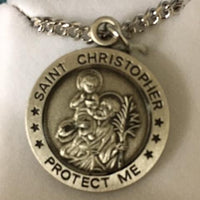 Navy Saint Christopher Sterling Silver Medal (5/16") - Unique Catholic Gifts