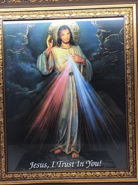Gold Divine Mercy (Framed in Gold Leaf Antique Frame) 14 1/2" - Unique Catholic Gifts
