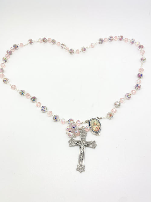 Saint Therese Pink Venetian Glass Rosary (8mm) - Unique Catholic Gifts