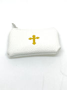 White Calf Grained Leatherette Rosary Pouch - Unique Catholic Gifts